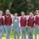 My groomsmen and I, in our Butcher-red ties